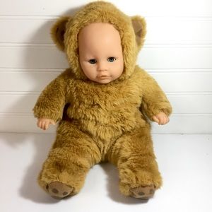Baby Doll In Teddy Bear Plush Costume Outfit Vintage Simba Toys Brand Soft Body